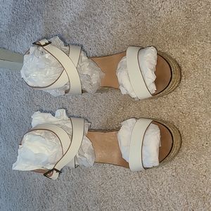 EUC VINTAGE SeeByChloe leather wrap around espadrilles white leather sz 8